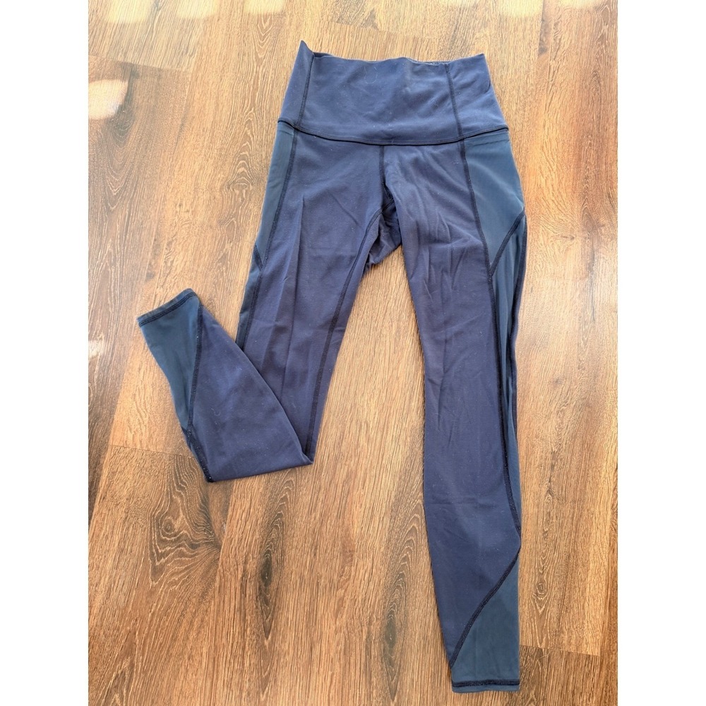Lululemon navy Mesh Panel High Rise LeggingsAthletic Workout Pants Size‎ 6